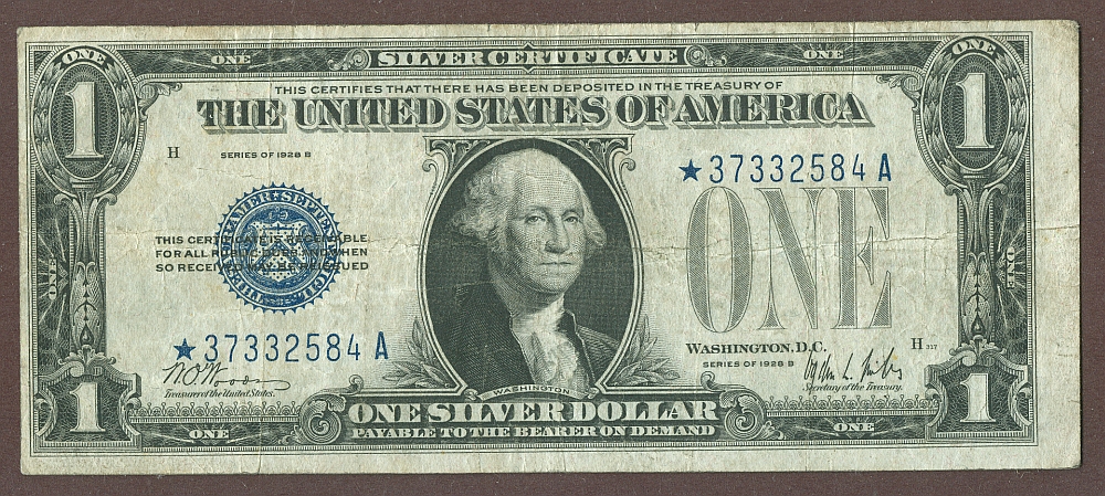 Fr.1602*, 1928B $1 Silver Certificate Star Note, VF